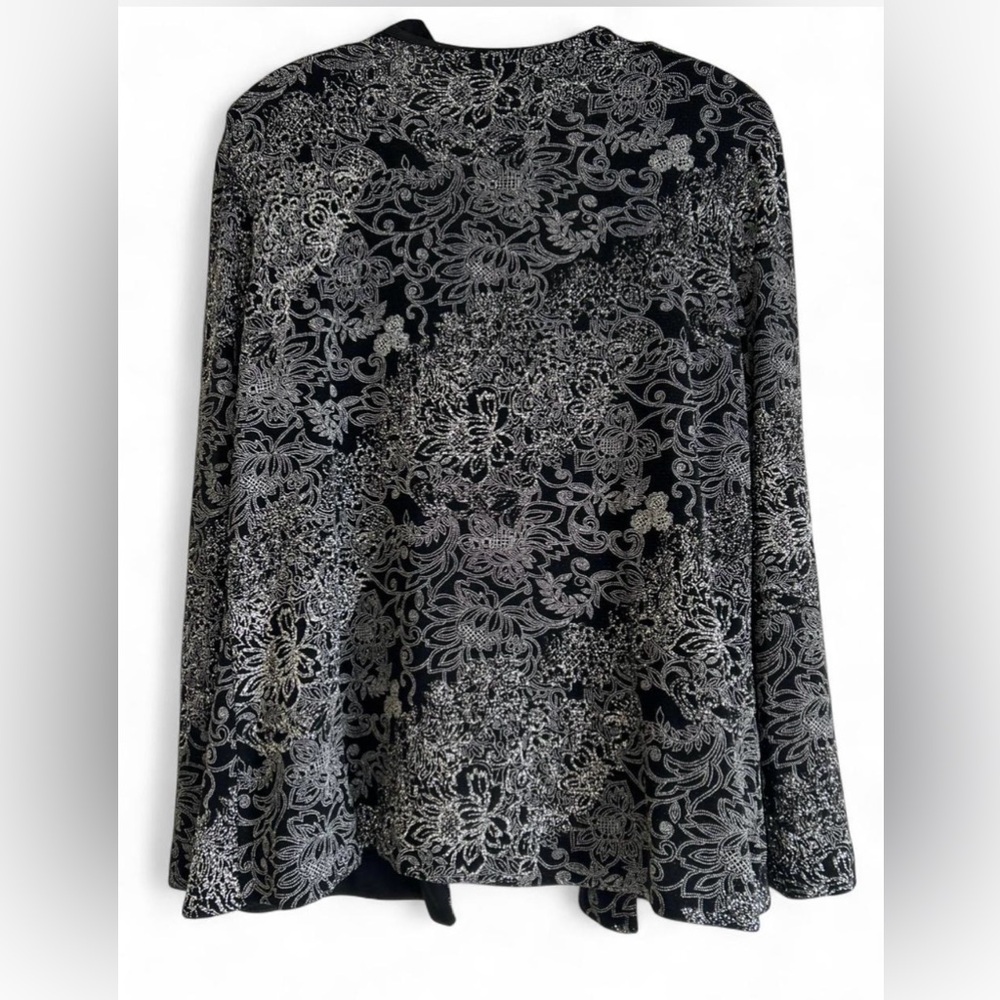 Vintage Alex Evenings Metallic Floral Glitter Jacket Size XL - Picture 3 of 8